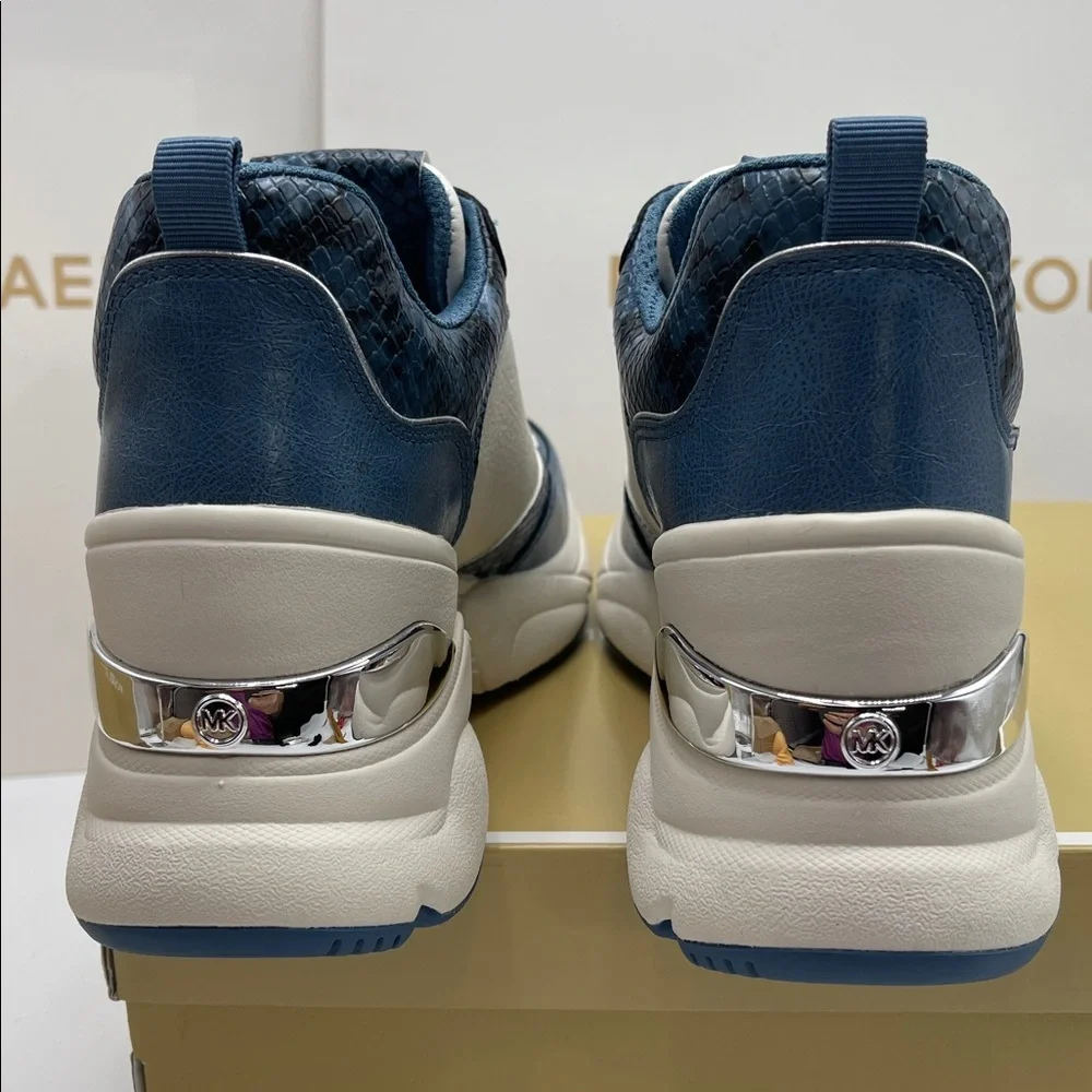 Michael Kors KATRINA WEDGE TRAINER FAUX LEATHER 49F5KAFS3L Cornflower